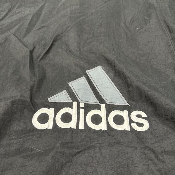 Vintage Adidas Black Gray Winter Hooded Oversized Quilted Jacket Mens Size XL - Picture 10 of 10